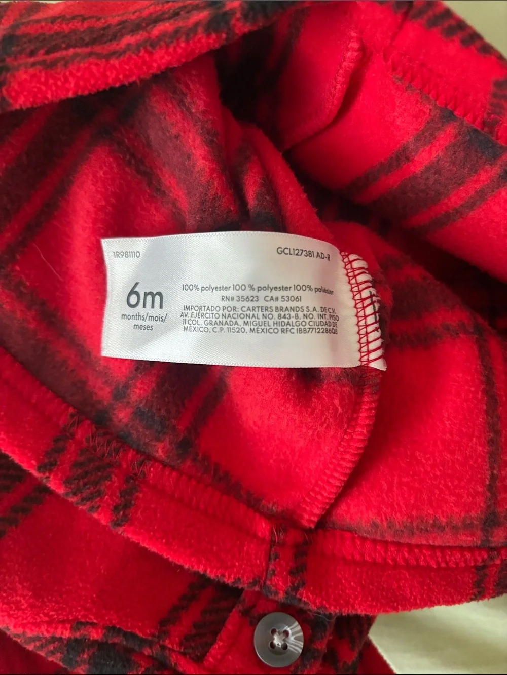 Carter's Red and Black Plaid Fleece Jacket